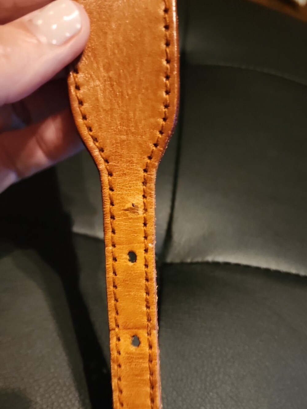 Liz Claiborne Tan Leather Belt with Decorative Silver-Tone Concho Buckle - Picture 5 of 11